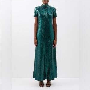 green emerald velvet dress Astrid Sequin Dress  Retrofete